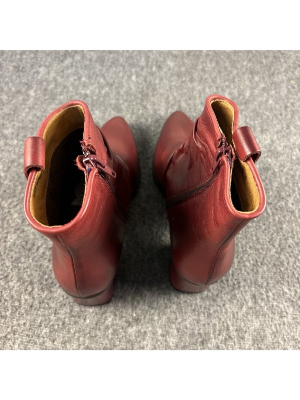 Miz Mooz Jared Bordeaux Leather Ruched Ankle Boots EU 38 US 7.5-8 NIB - Picture 10 of 16